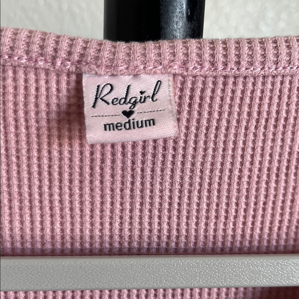 Pink Button-Up Ribbed Top - Picture 2 of 3